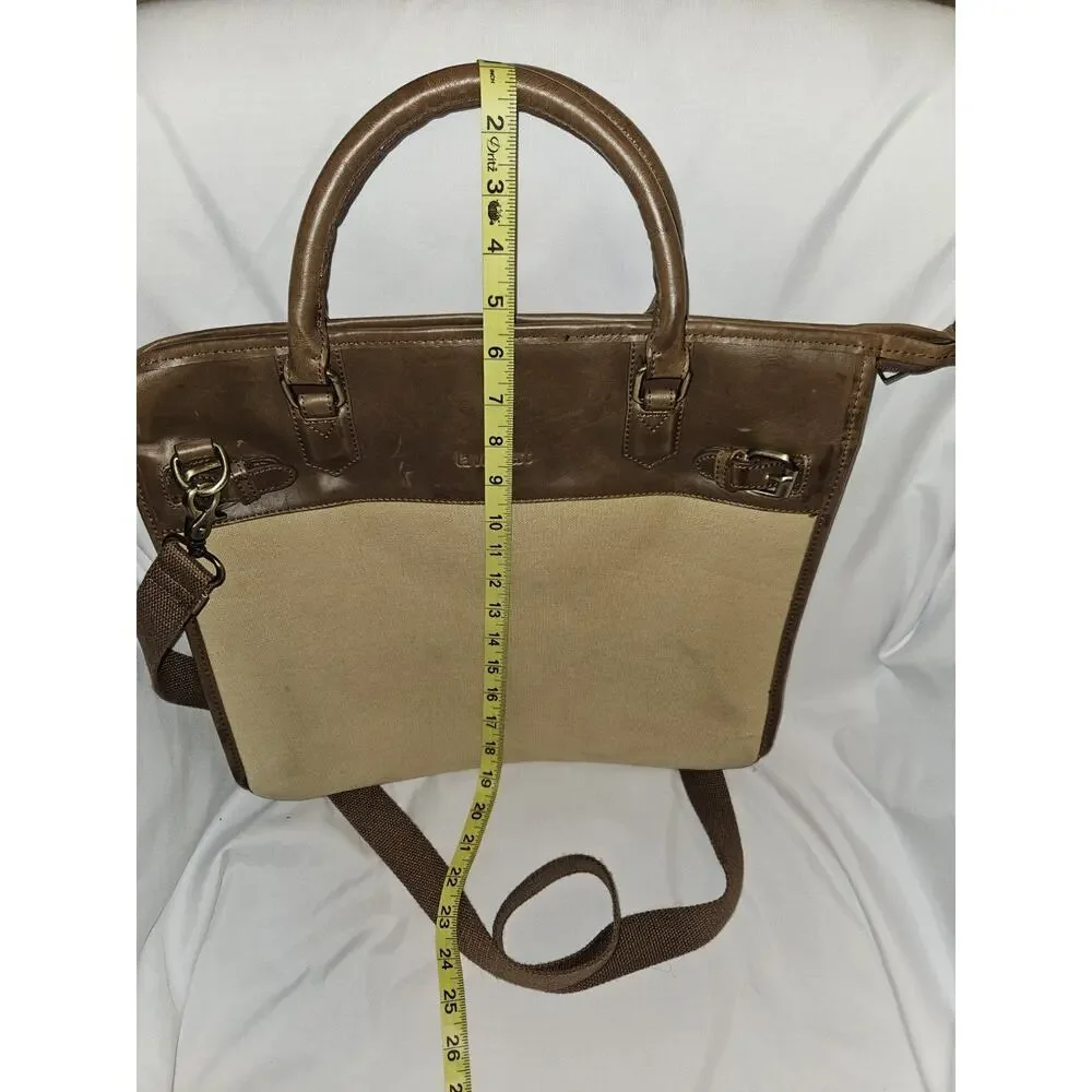 Lavievert Vintage-Style Laptop Messenger Crosbody Bag In Leather And Canvas